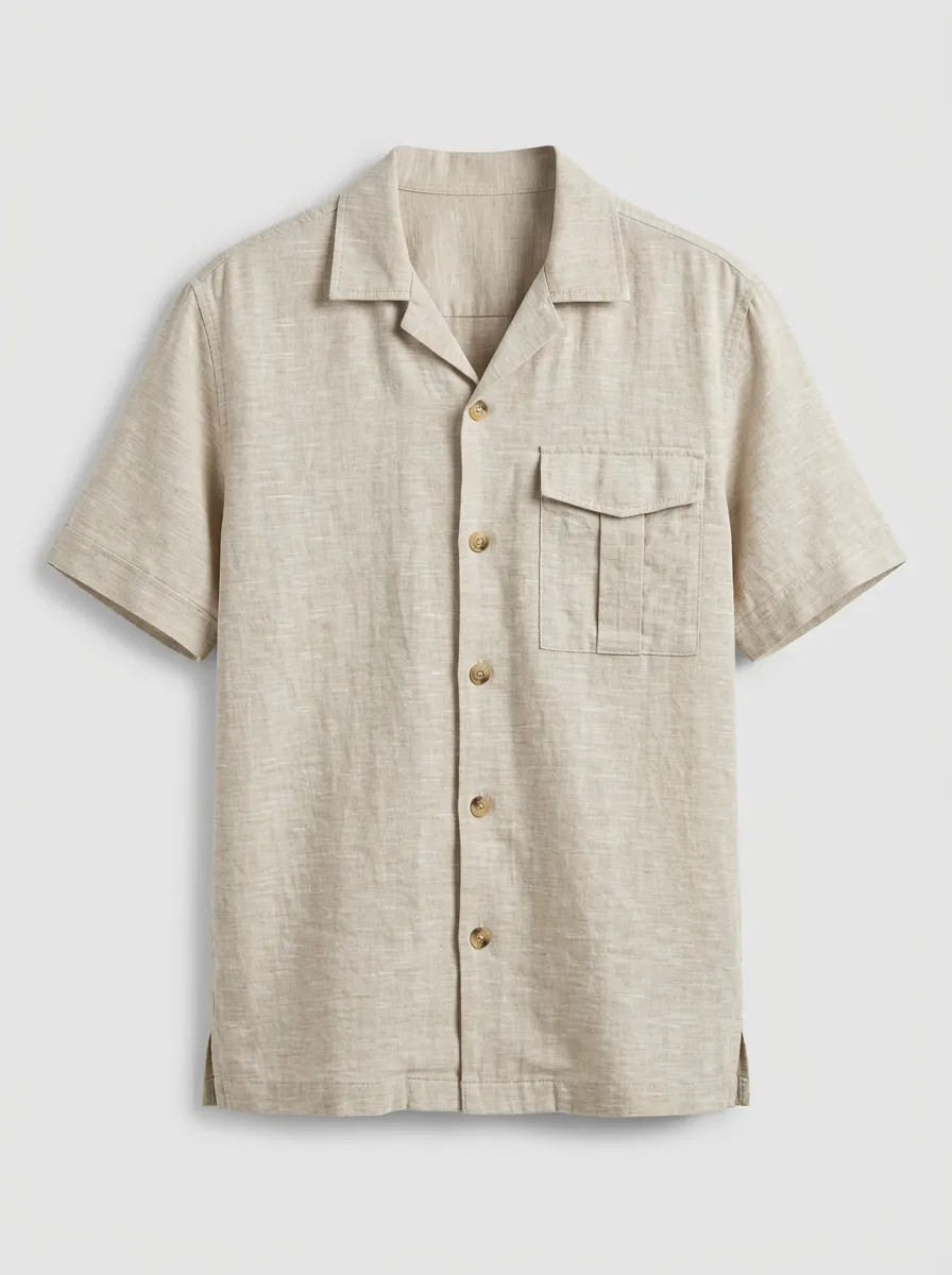 Men's Casual Summer Breathable Linen Blend Button-Down Shirt