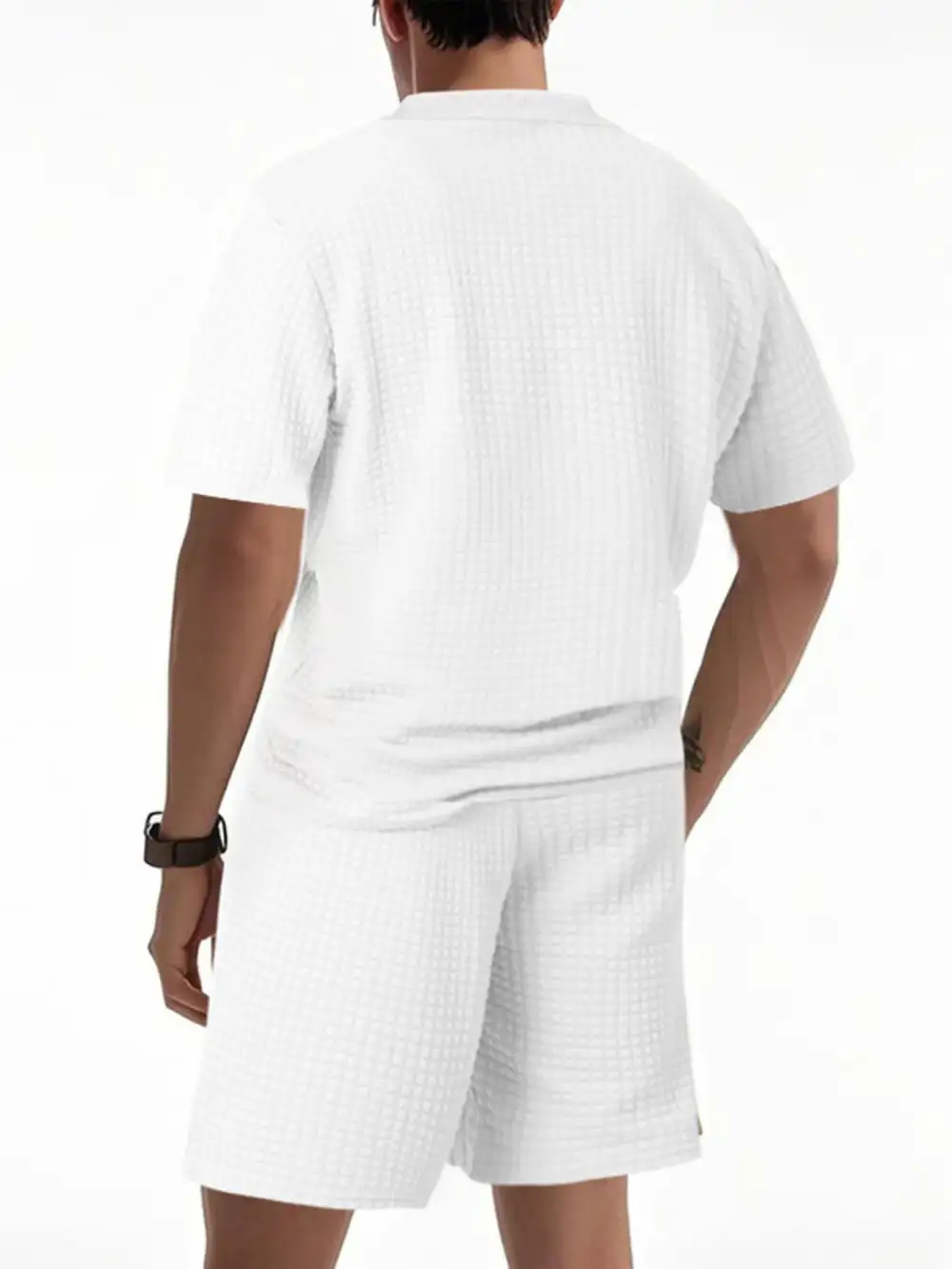 Textured Round Neck Top and Shorts Set