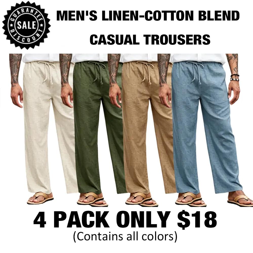⏰Hot Sale-Men's Linen-Cotton Blend Casual Trousers🔥8-Pack - All Colors Included