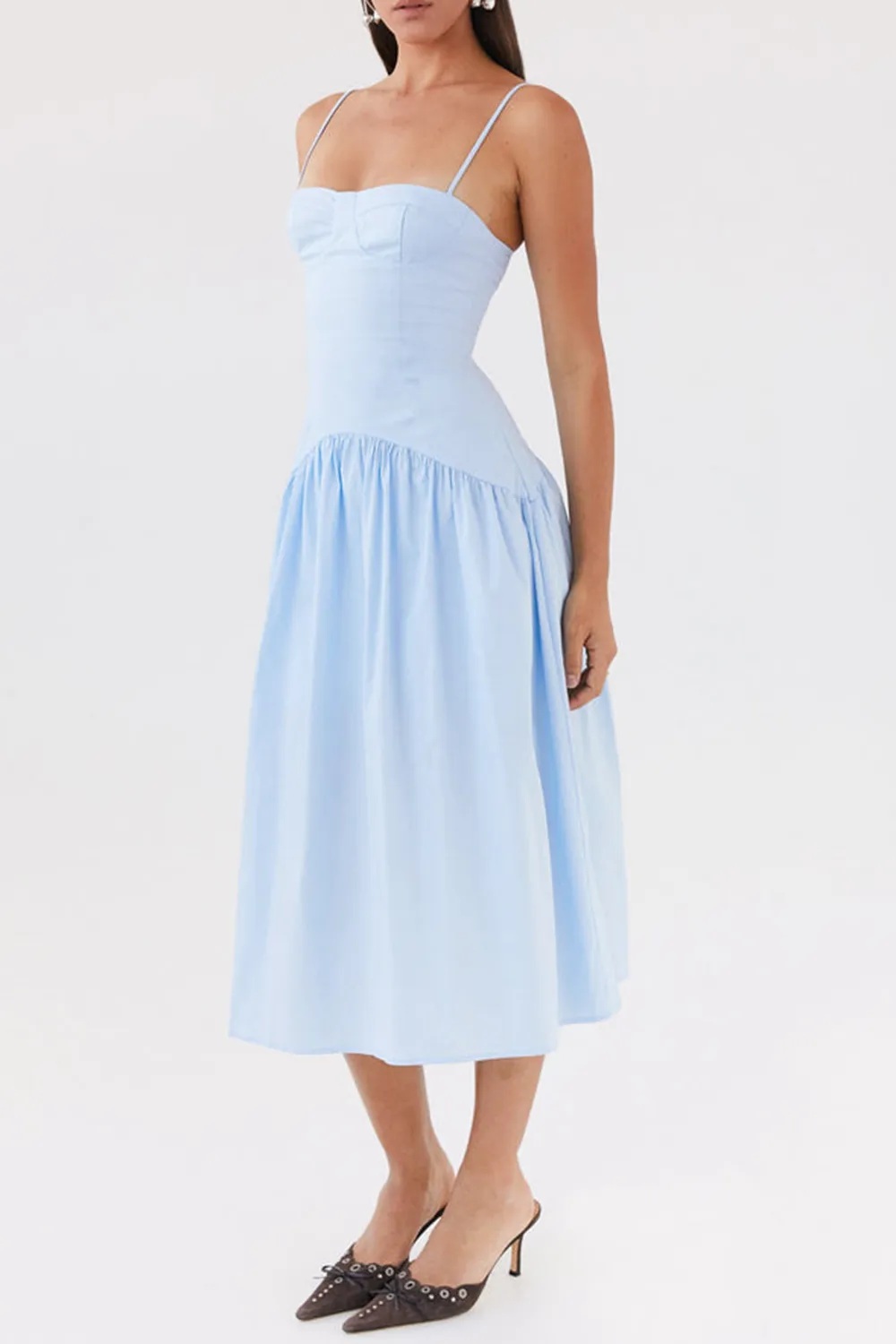 Yvette Corset Midi Dress - Desert Sage