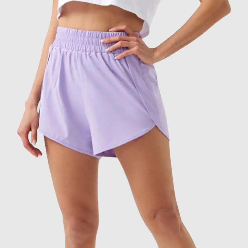 High-Waist Elastic-Waist Lightweight Running Shorts