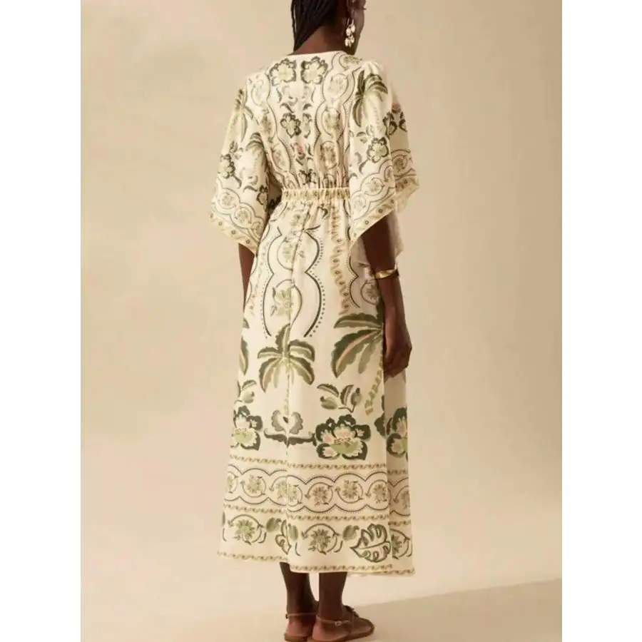 Palm V-Neck Midi Dress