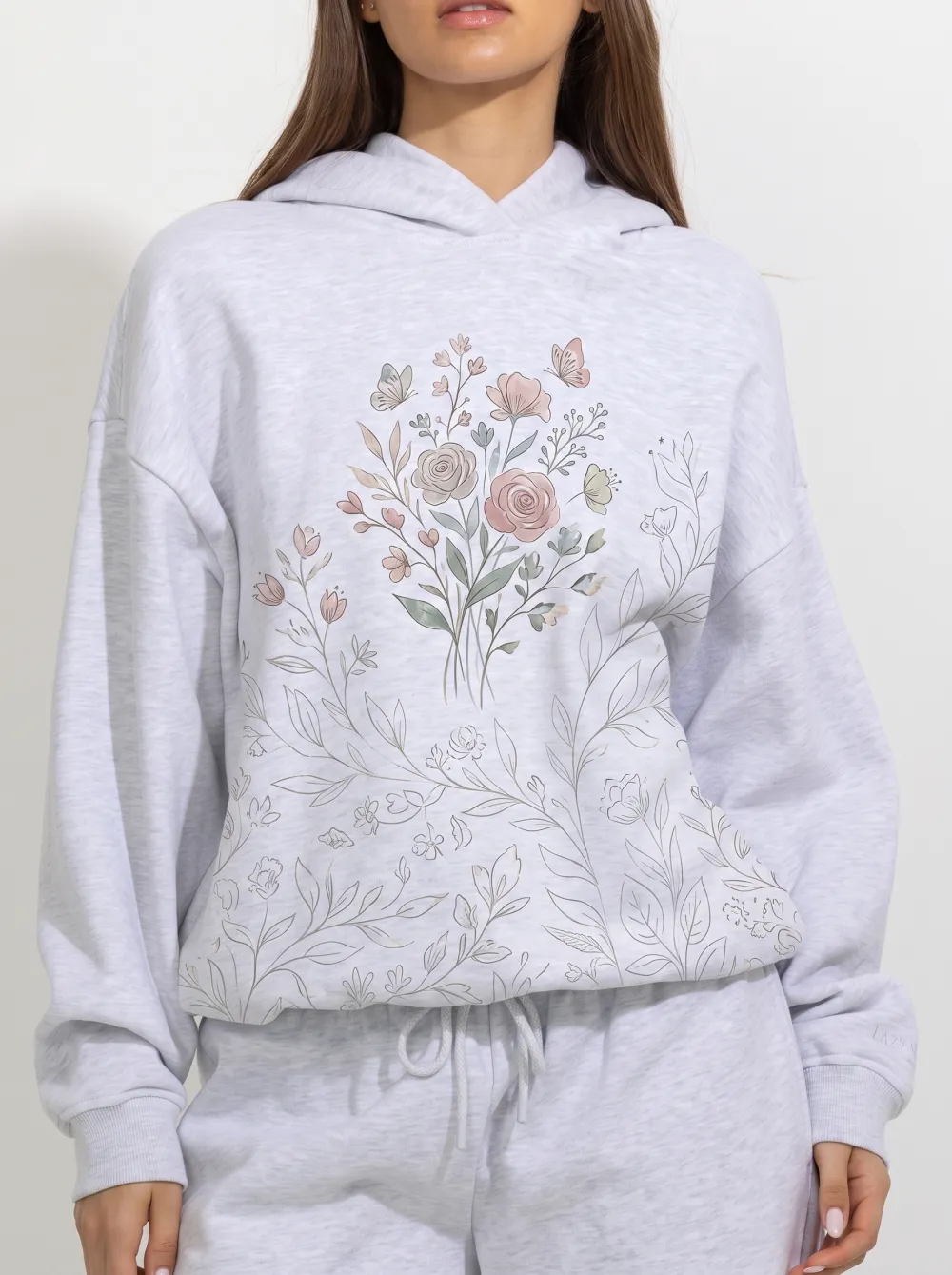 Women's Floral Butterfly Botanical Art Printed Hoodie