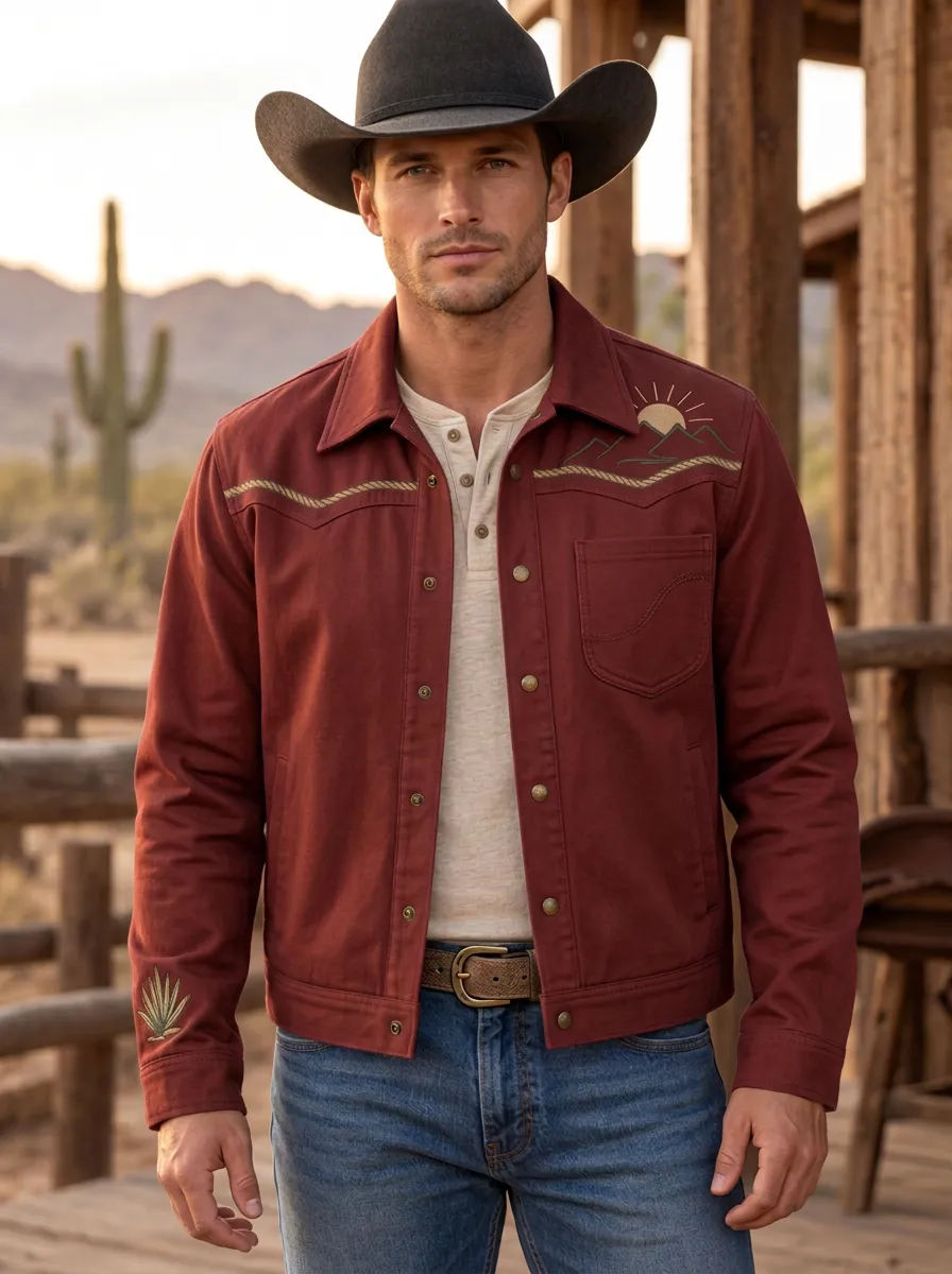 Men's Western Cowboy Desert Sun Mountain Jacket