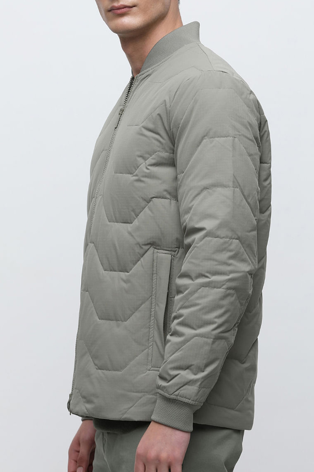 Black Quilted Redown Bomber Jacket