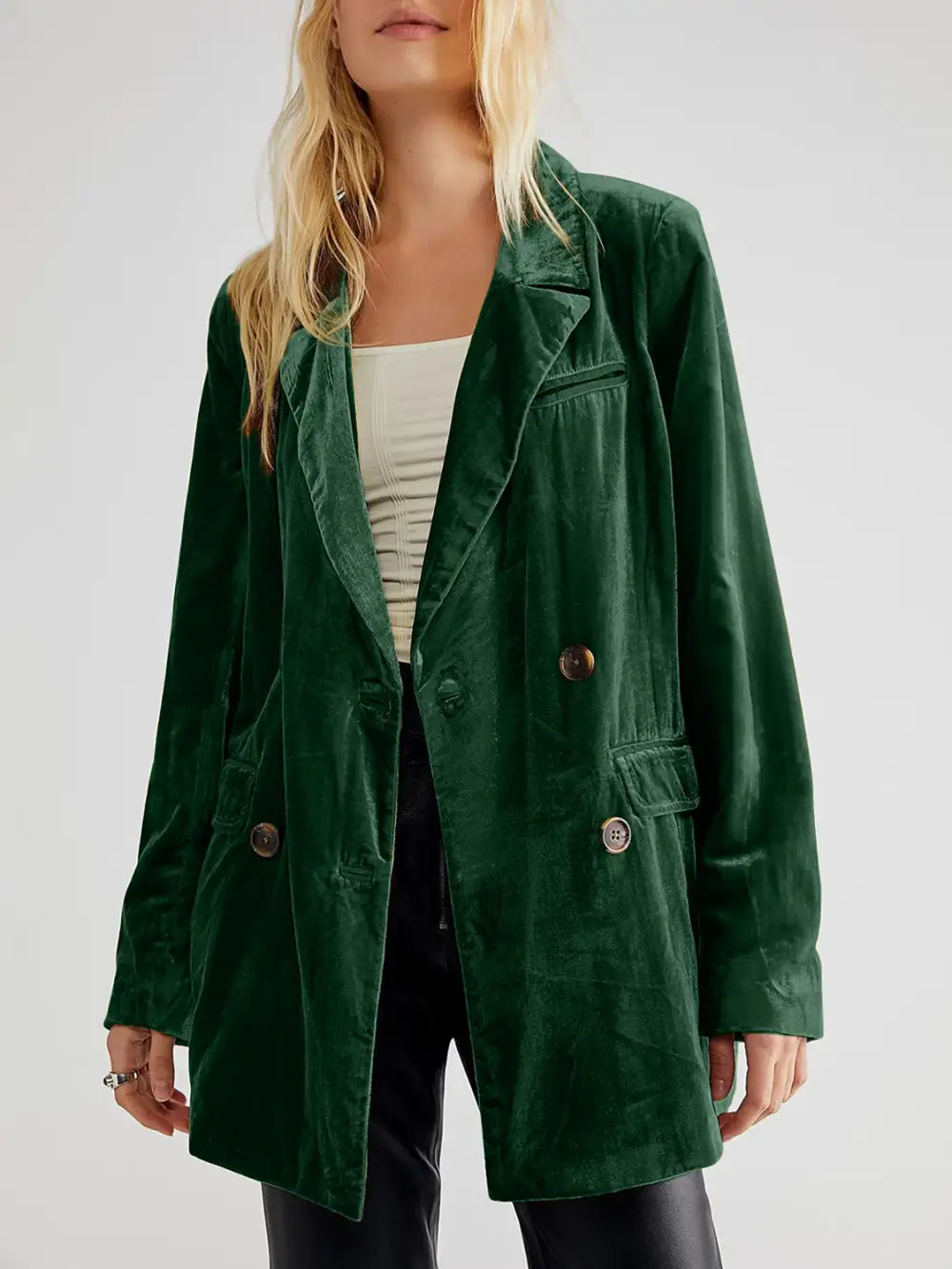 Lapel-Collar Long-Sleeve Blazer