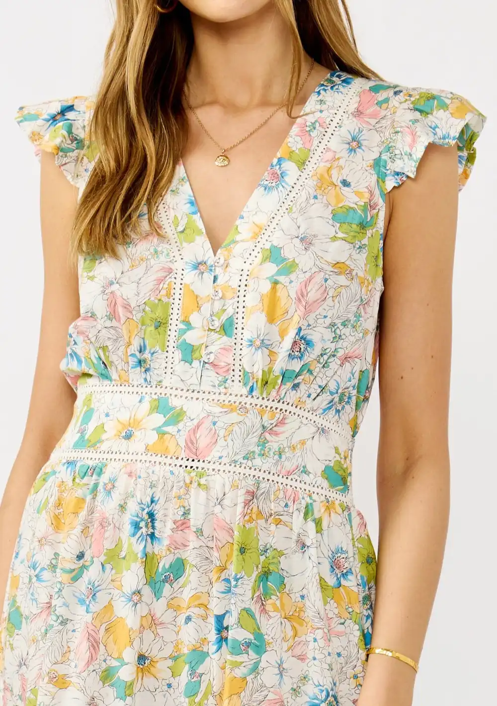 Ruffle Floral V-Neck Dress