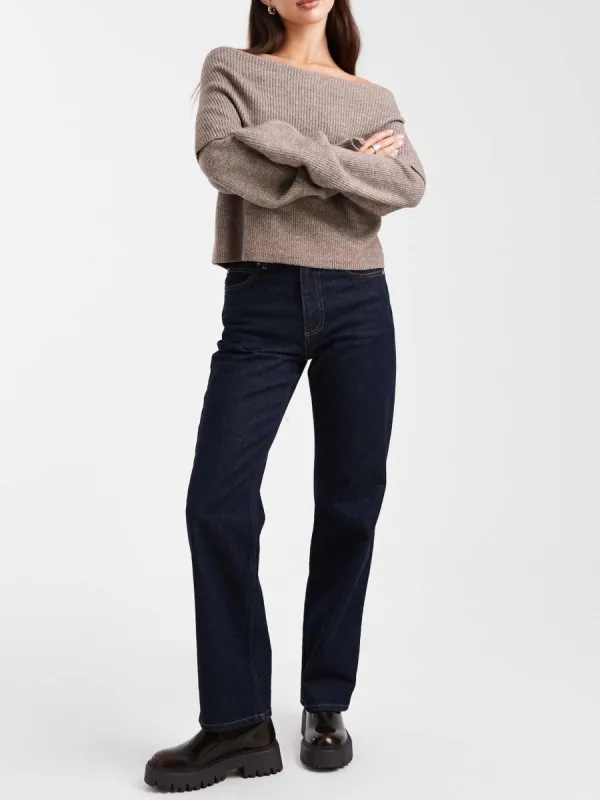 Off-Shoulder Ribbed Sweater