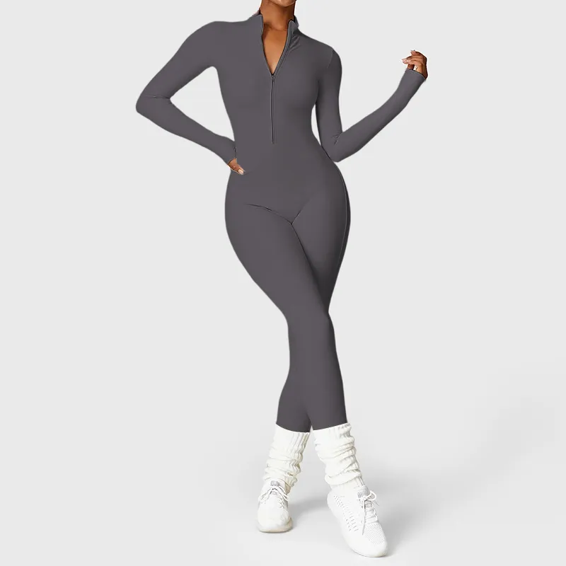 Ironfit Long-Sleeve Zip-Up Jumpsuit – Perfect for Cooler Weather!