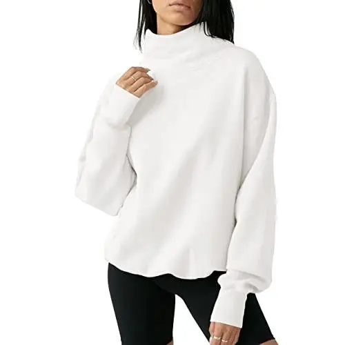 复制Women'S Oversized Turtleneck Sweatshirt Long Sleeve Pullover Casual Tops Womenswear Hoodie