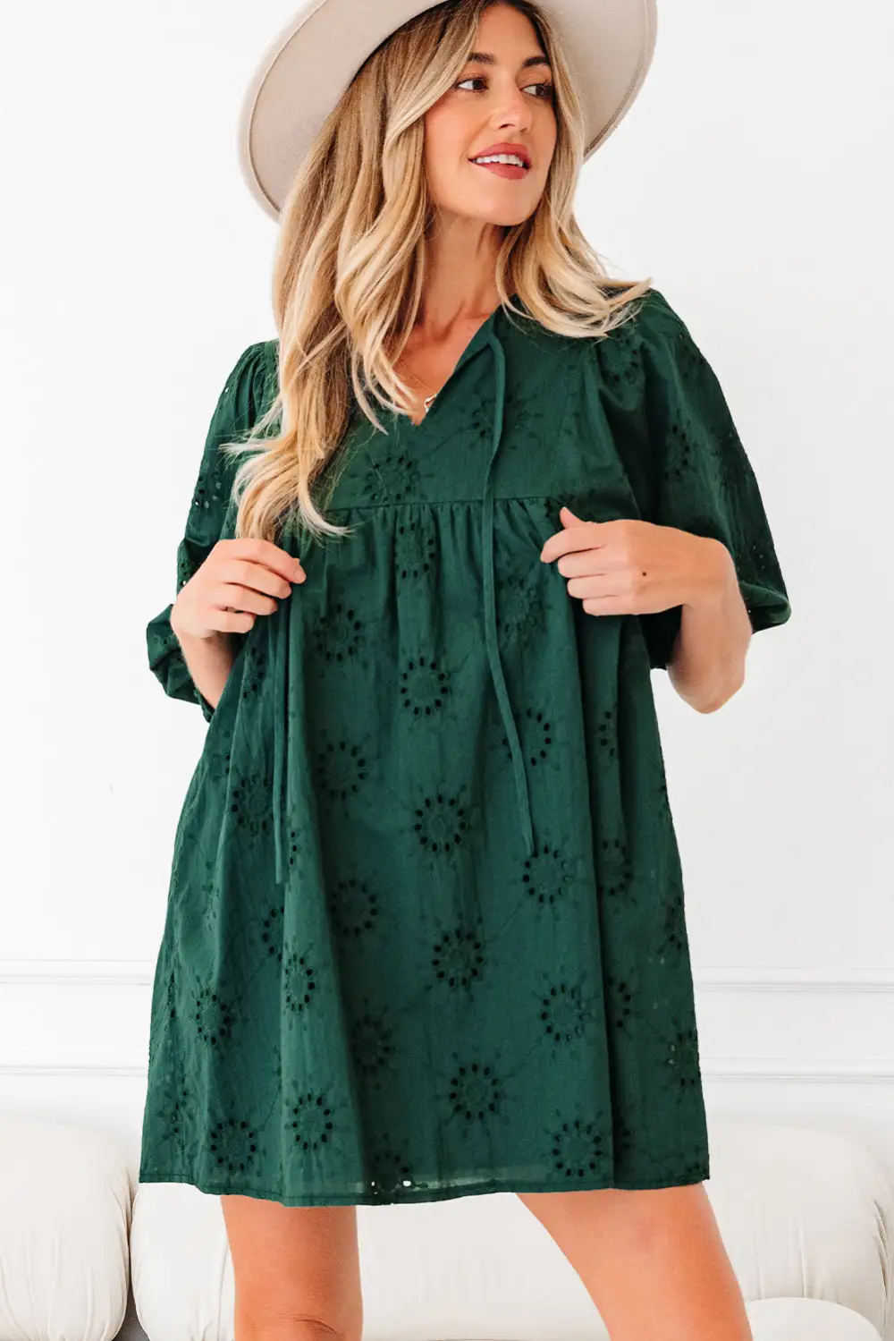 Wearable Cut Embroidered Eyelet Mini Dress