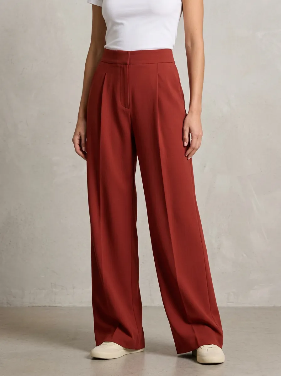 Refined Wide-Leg Pleated Women's Wide-Leg Pants