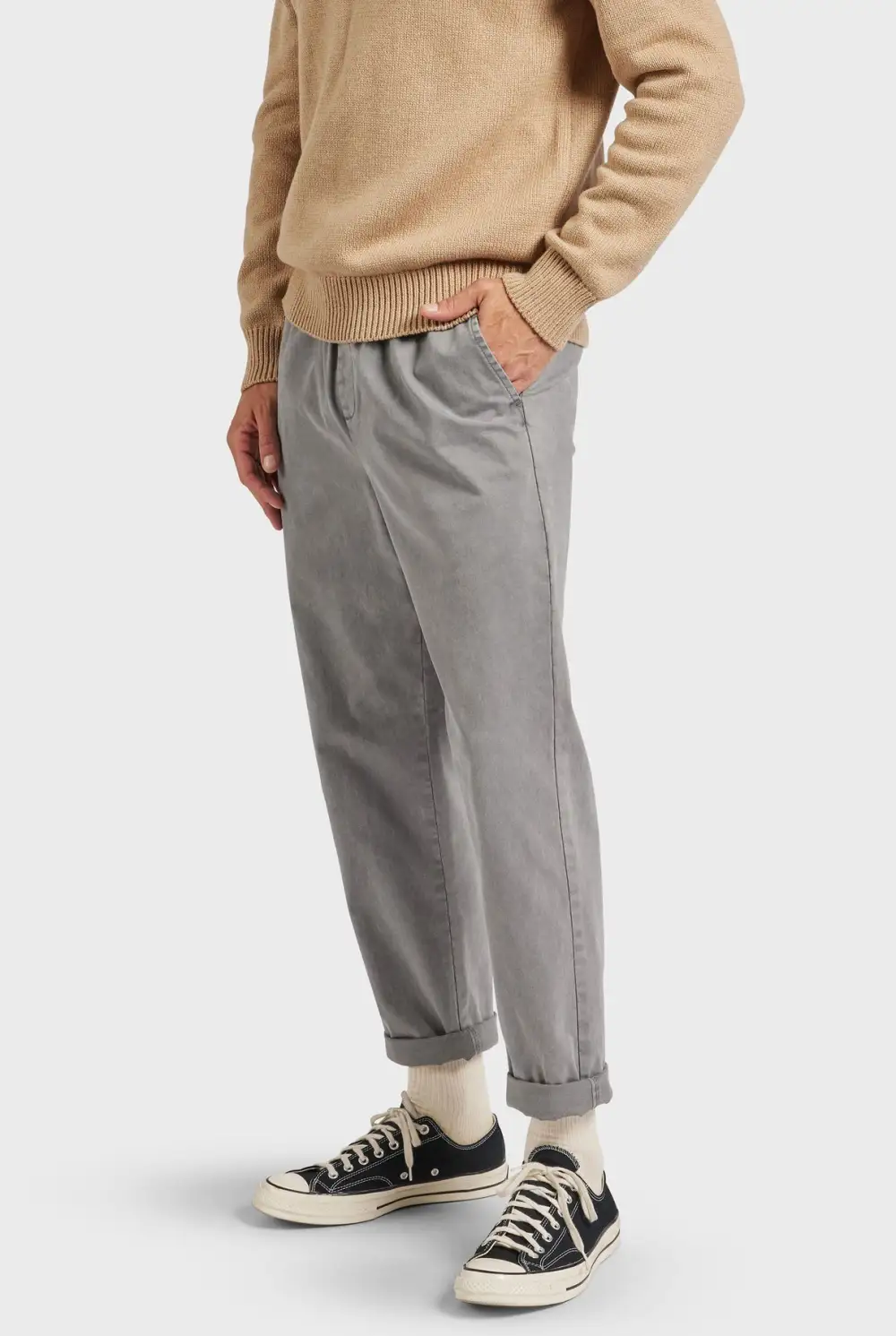 Grey Slim Fit Cotton Chino Trousers