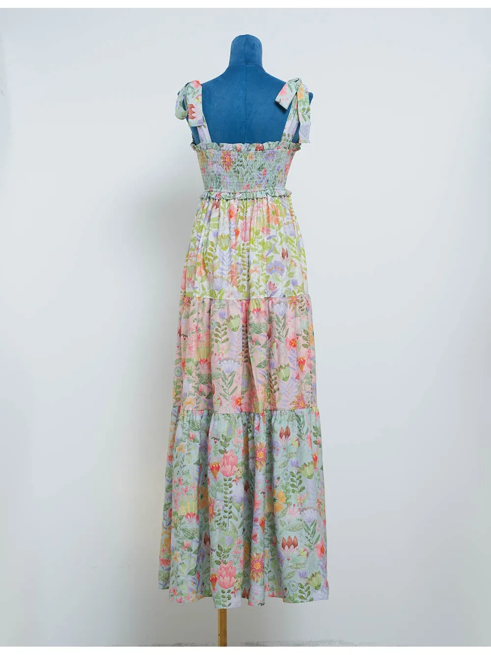 Shoulder Smocked Tiered Maxi Dress