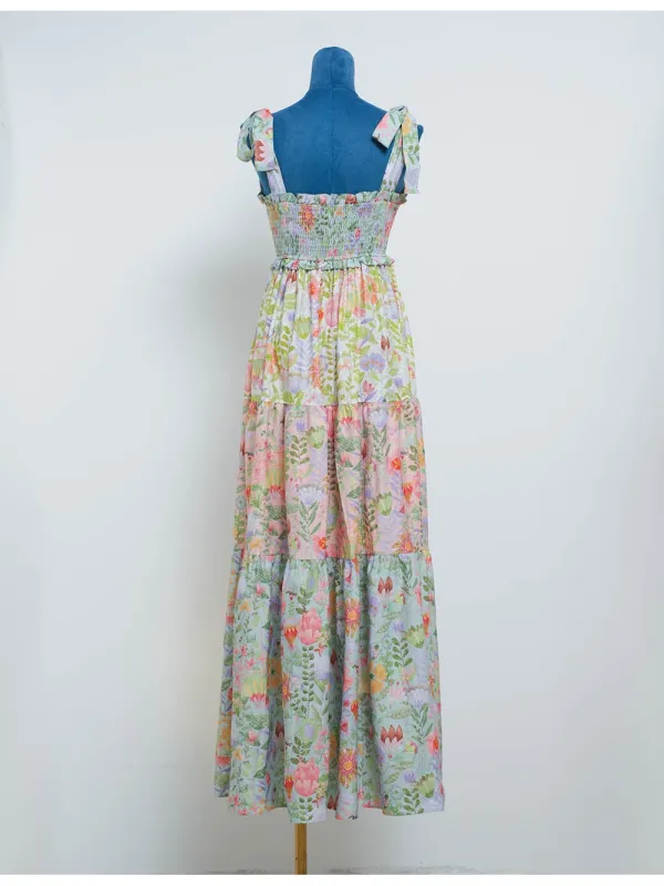 Shoulder Smocked Tiered Maxi Dress