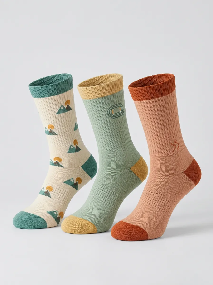 Mountain Outdoor Embroidered Detail 3-Pair Mid-Calf Athletic Socks