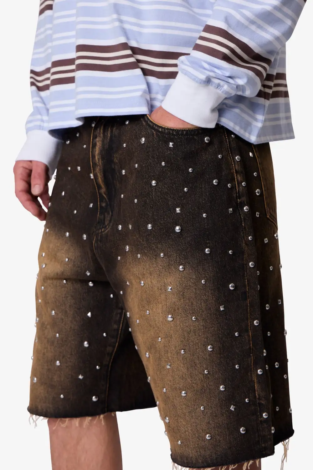 Baggy Studded Denim Shorts