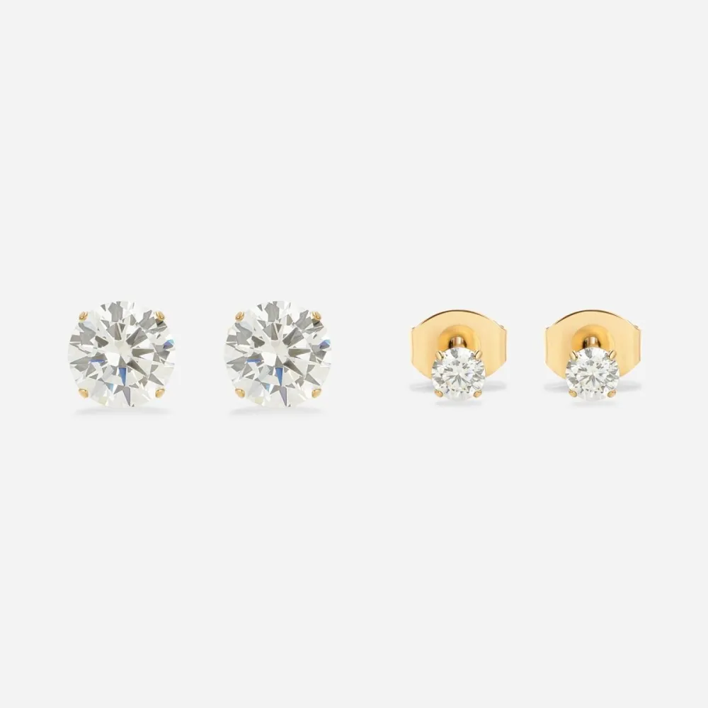 Titanium Round Cubic Zirconia And Stud Earrings Pack