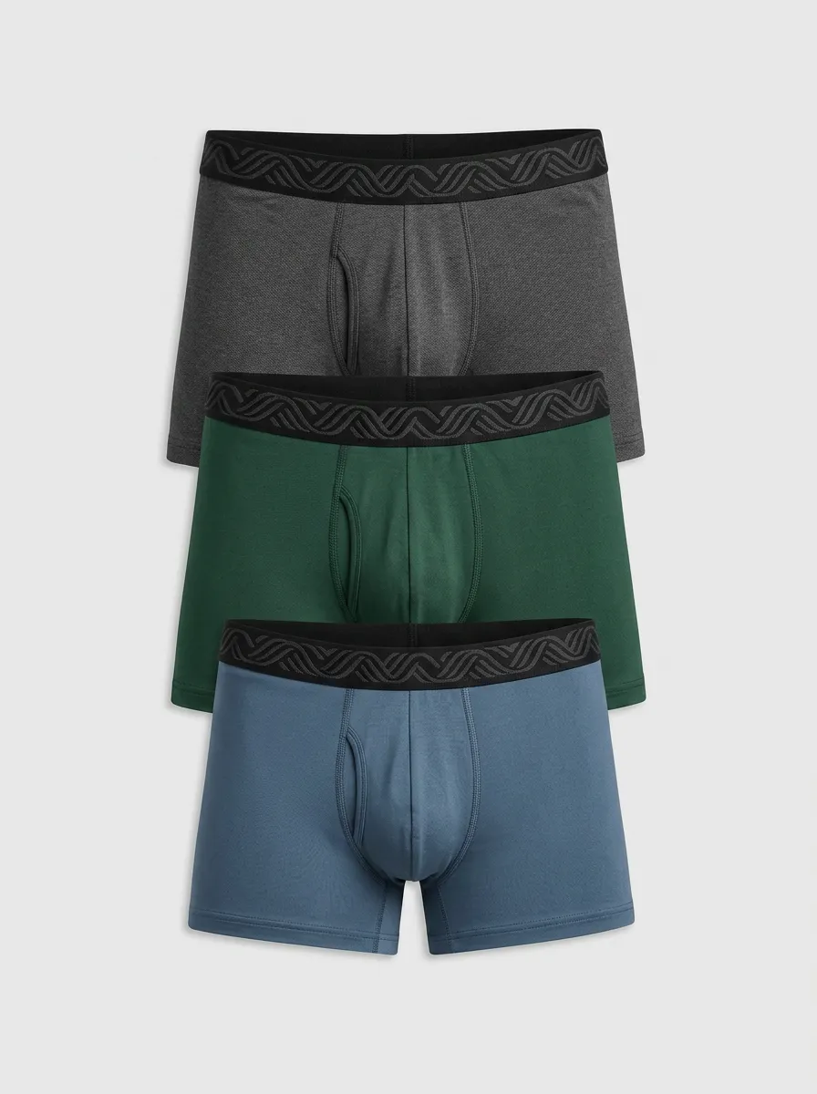 Cotton Patterned-Waistband Men's Three-Pack Boxer Briefs