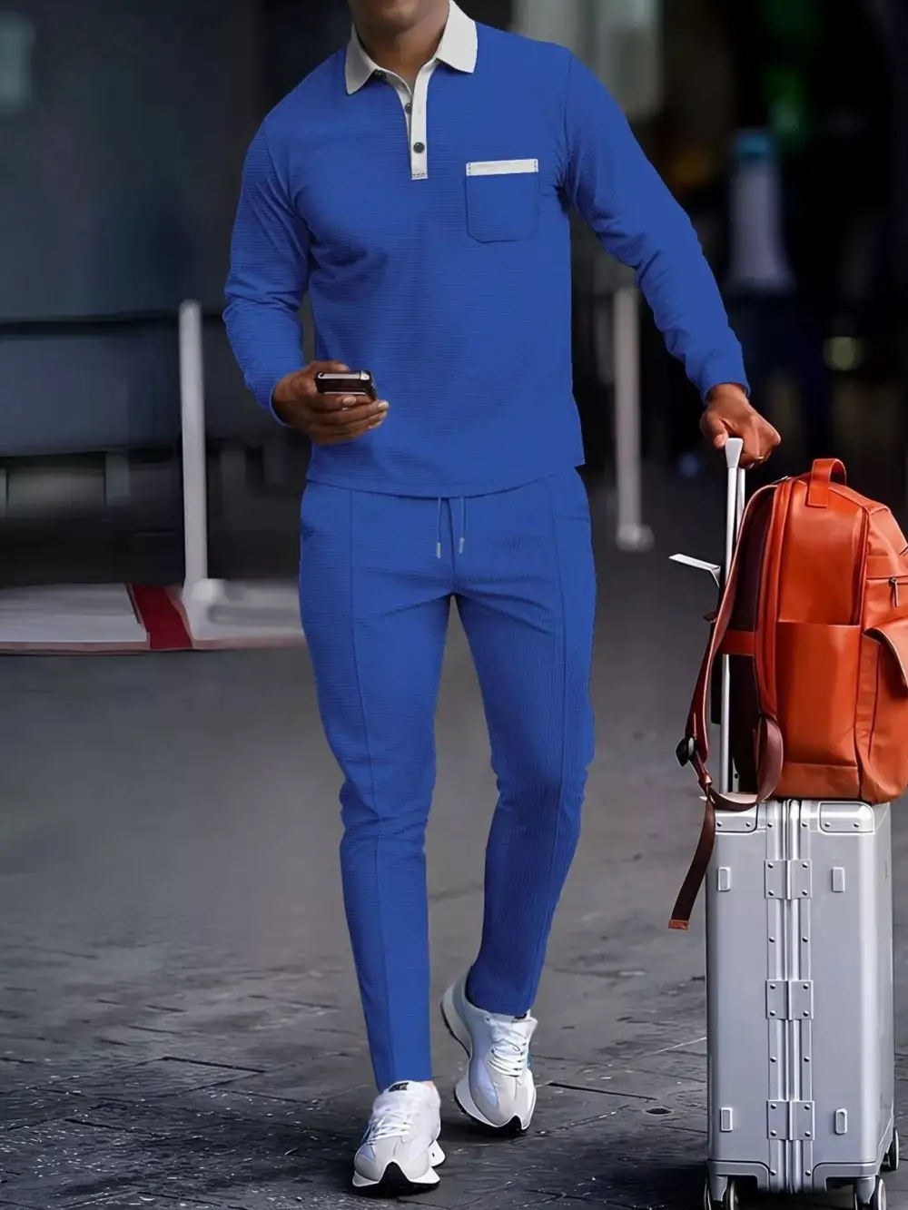 Men's Full Size Long Sleeve Top and Pants