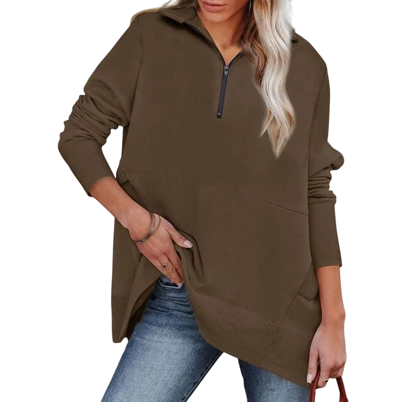 Women's Casual Oversized Half Zip Sweatshirts Long Sleeve