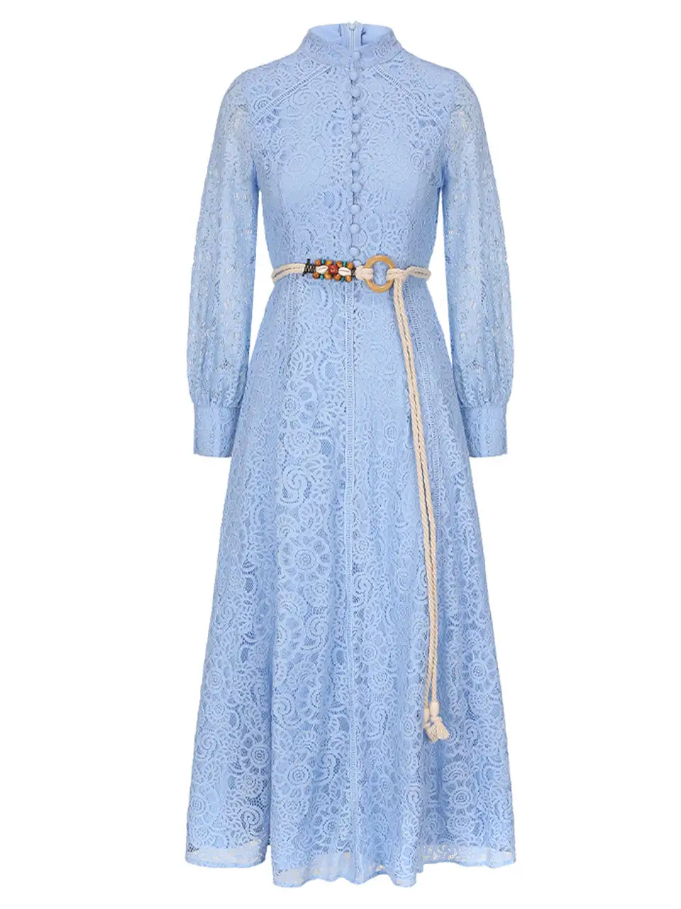 Lace Edwardian Stand Collar Maxi Dress