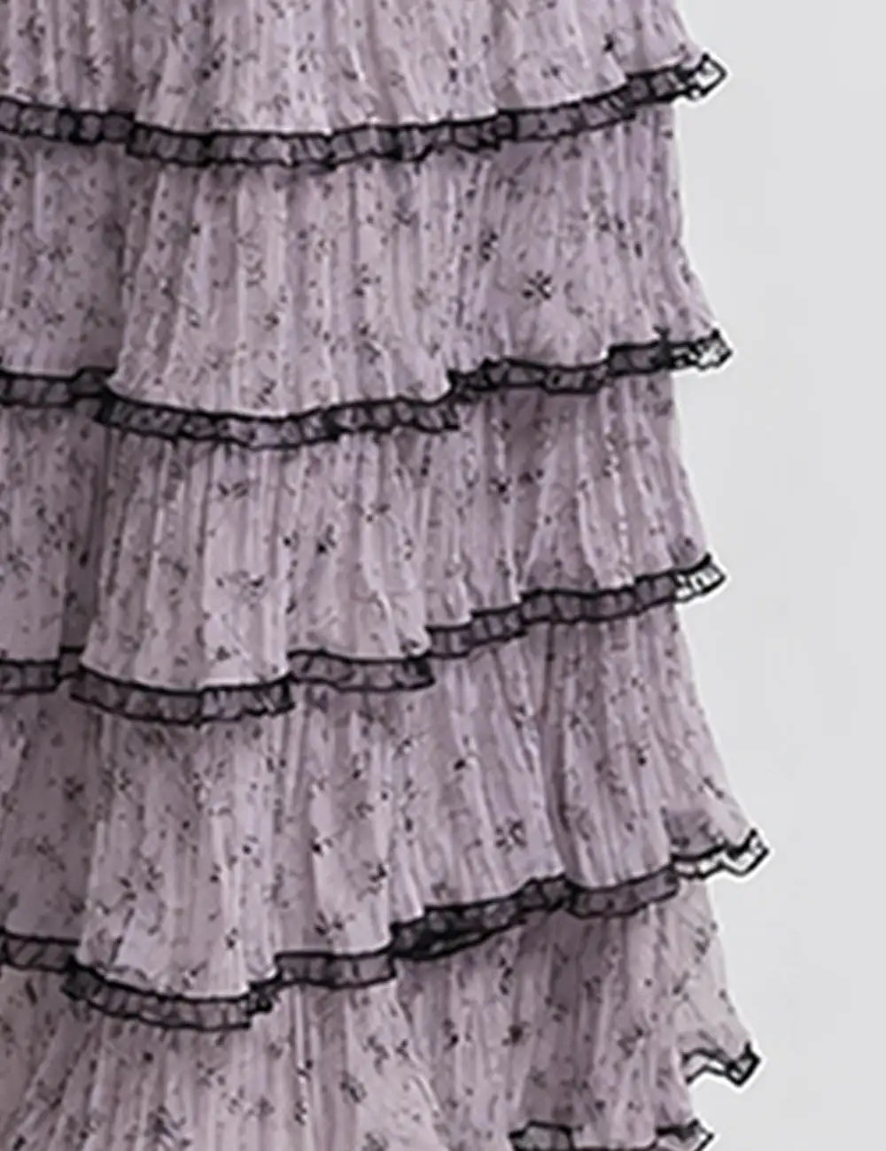 Color Block Tiered Ruffle Hem Mesh Maxi Skirt