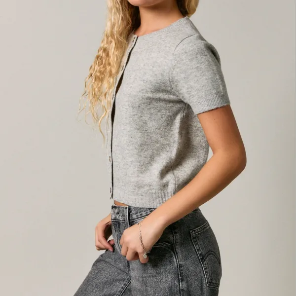 Relaxed Short Sleeve Sweater Top