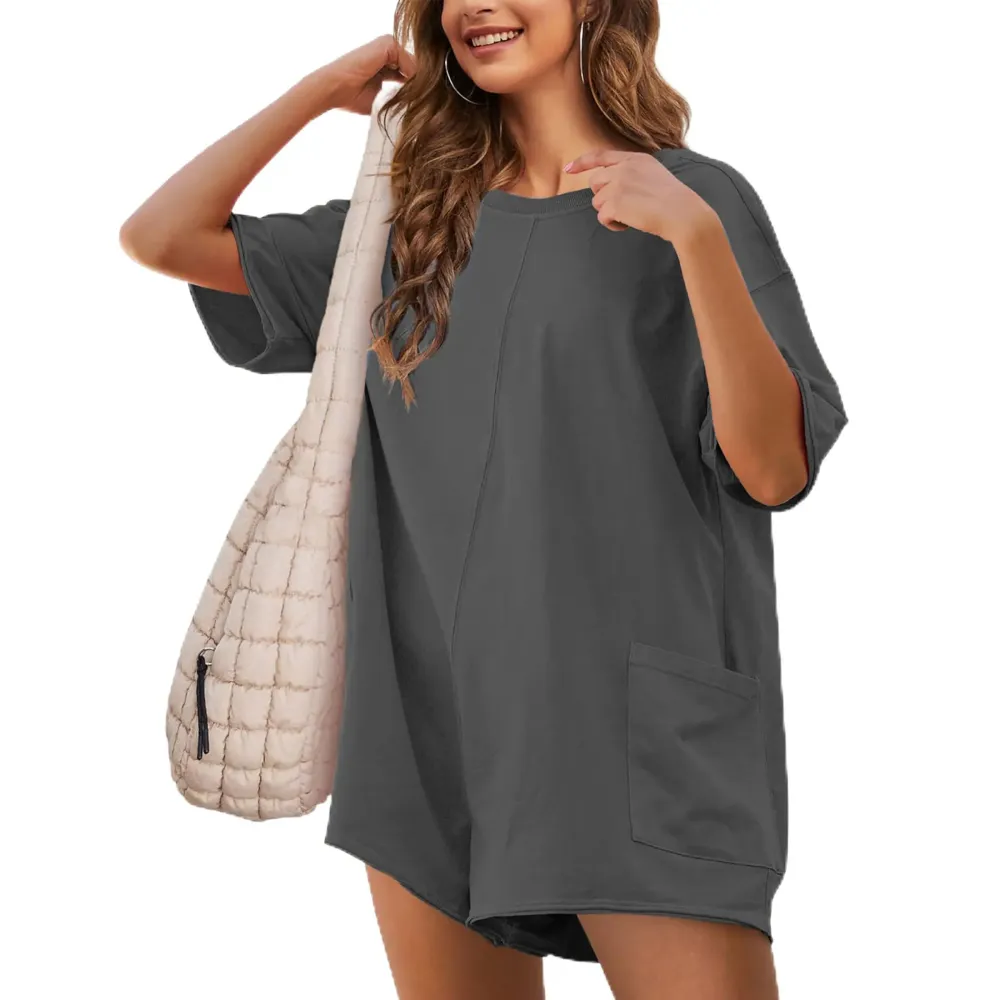 Women’s Oversized Casual Athletic Romper – Summer Short Jumpsuit