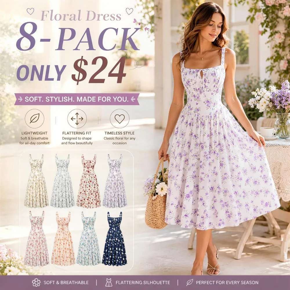 Women's Floral Corset Midi Sundress💞