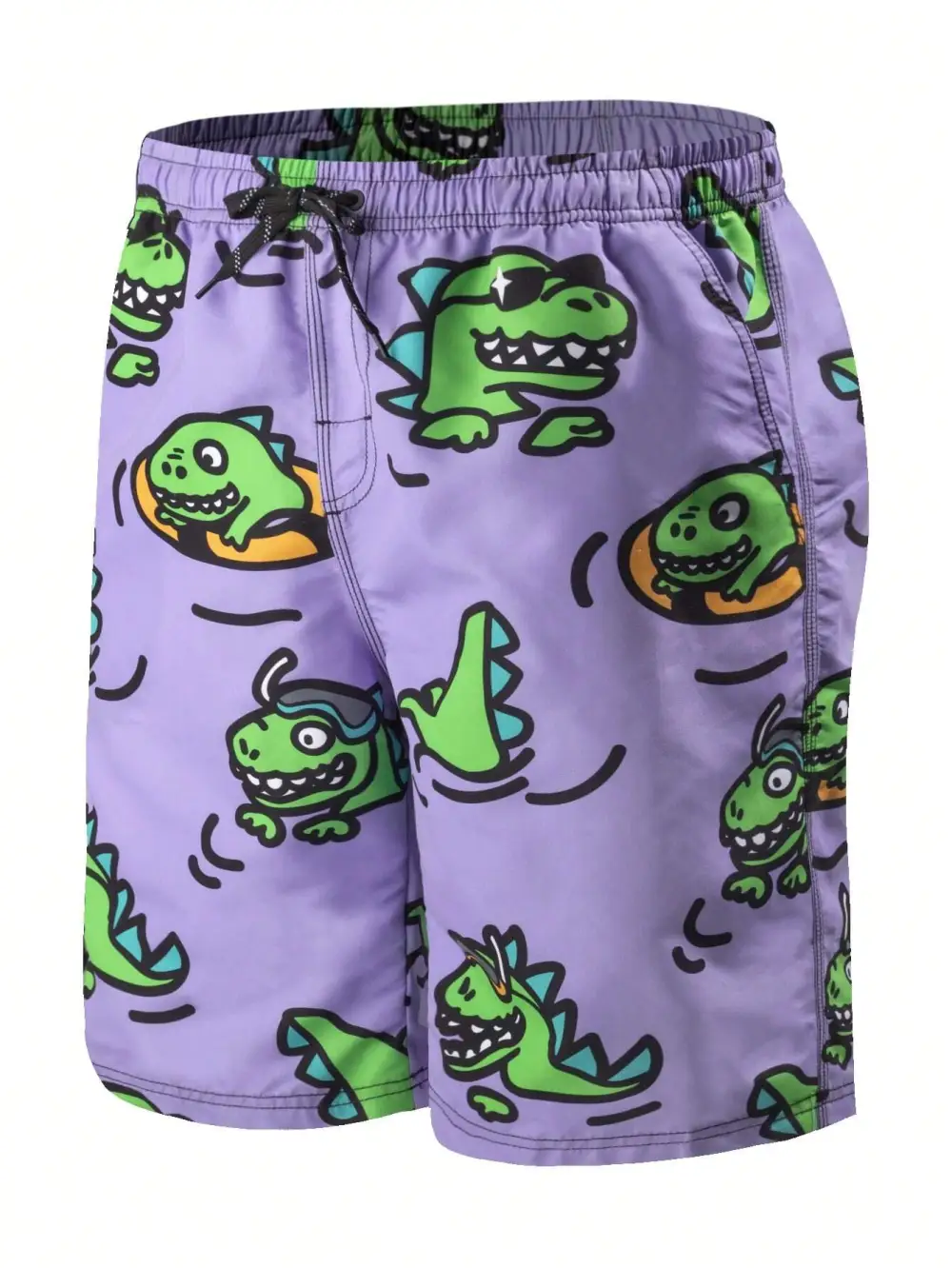Men's Cartoon Graphic Drawstring Swim Trunks