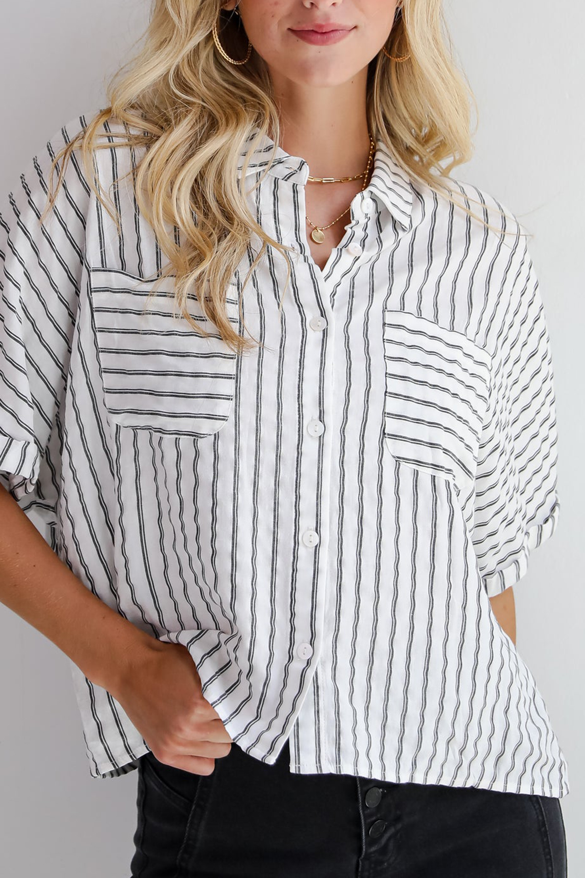 Ultra Darling White Striped Blouse