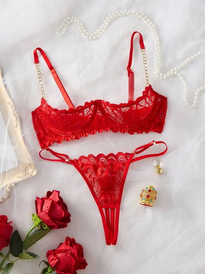 Refined Lace Sheer Bra And Panty Set