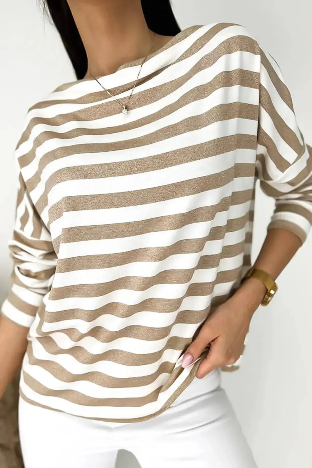 Round Neck Striped Blouse