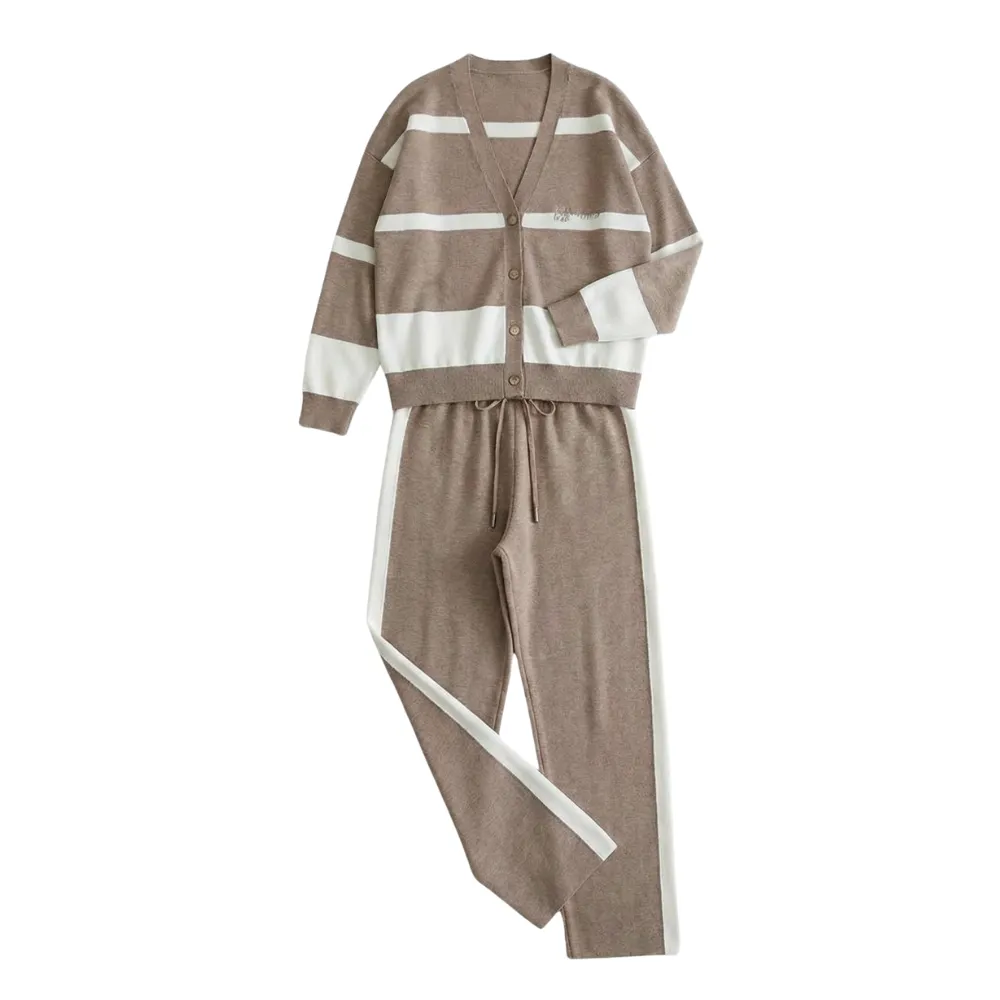 Striped Knit Cardigan Set