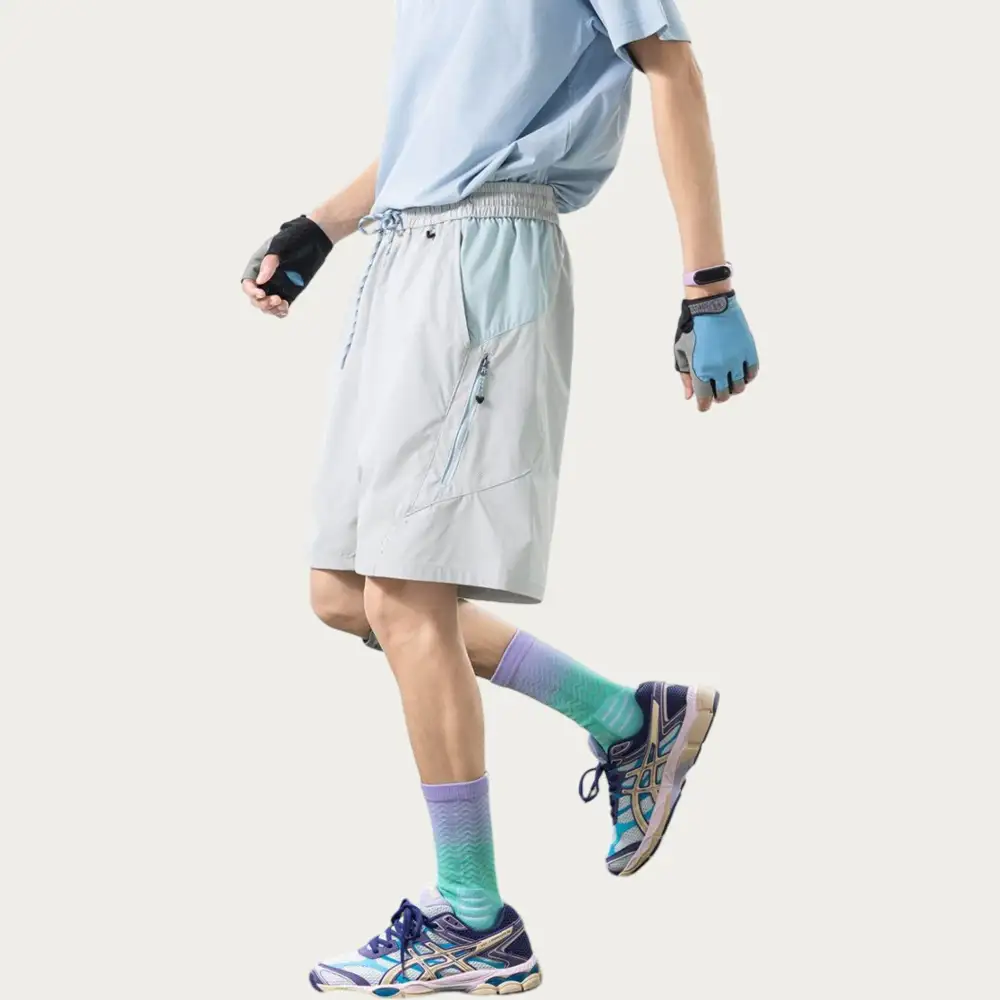 Drawstring Pocketed Lightweight Colorblock Men's Athletic Shorts