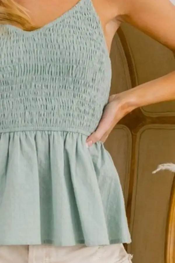 Eyelet Woven Sleeveless Elasticized Top