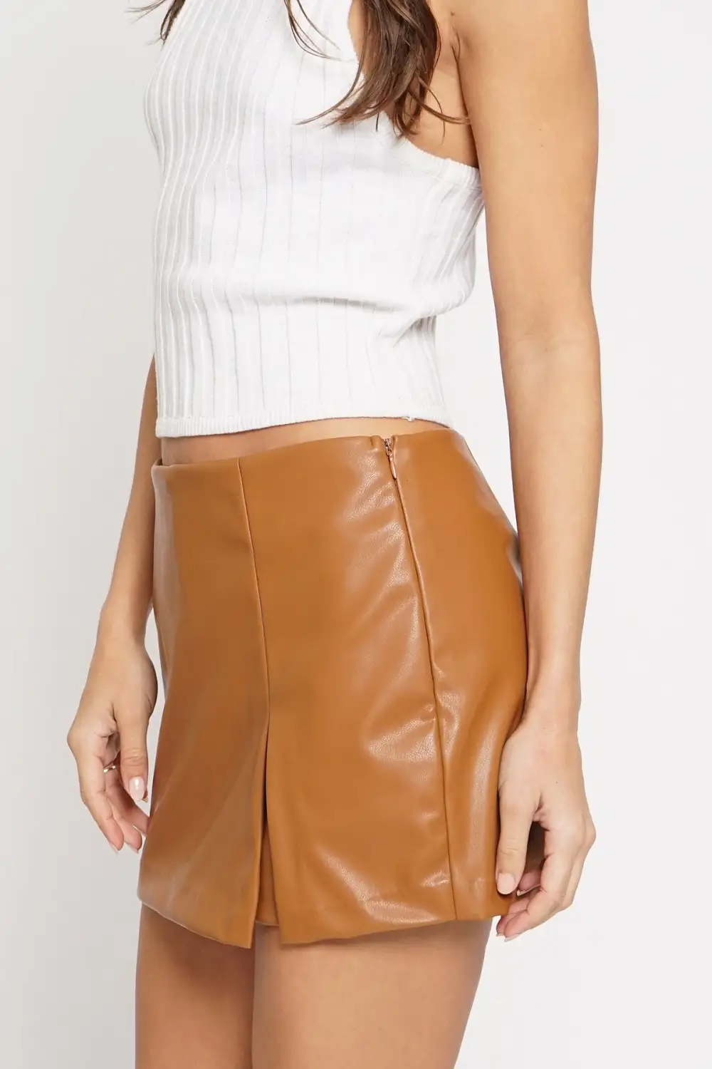 Faux Leather Skort