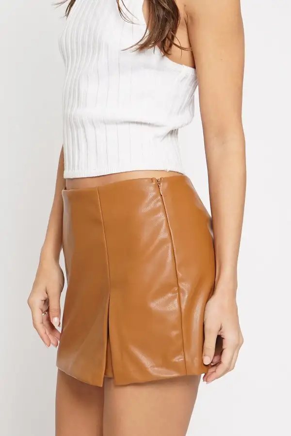 Faux Leather Skort