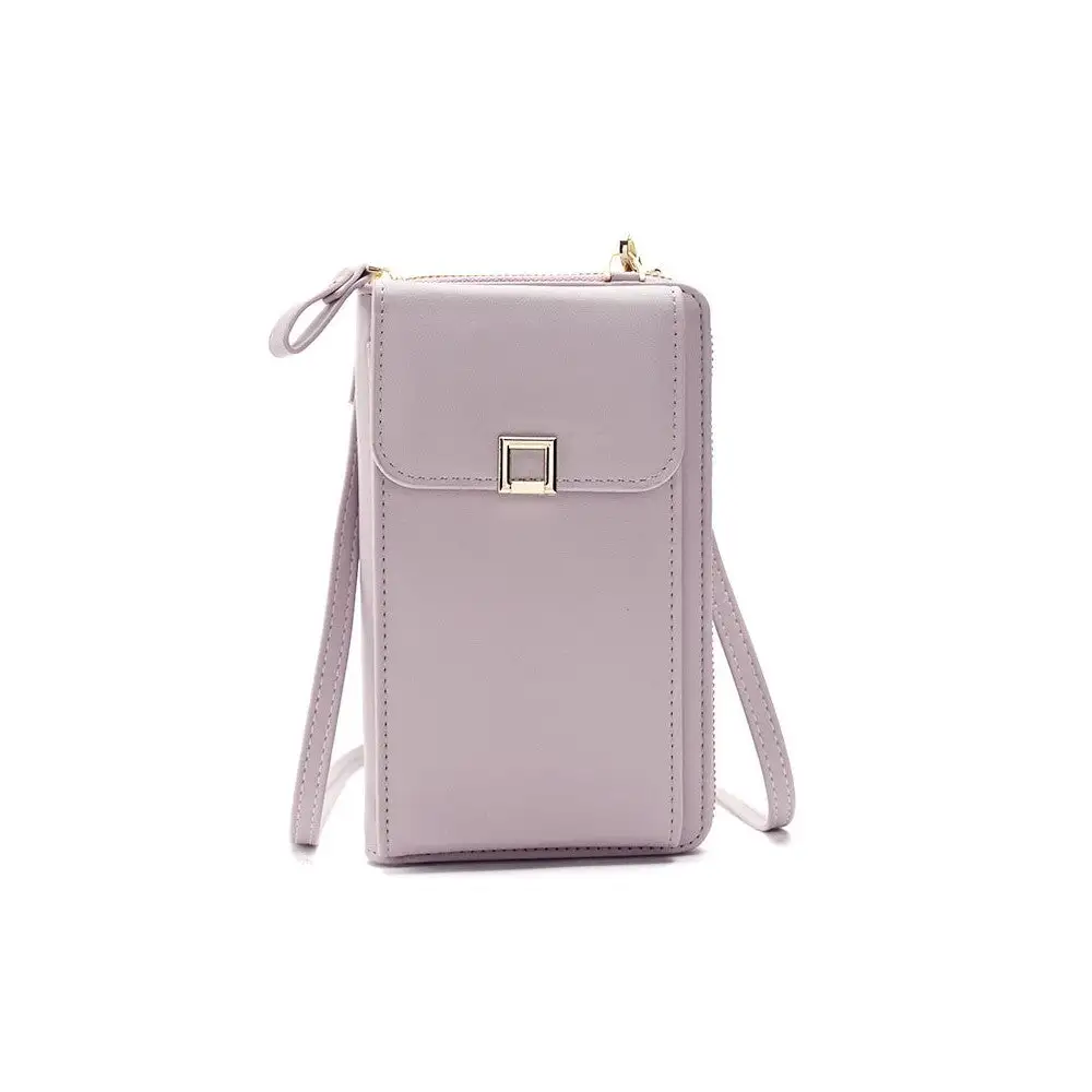 Solid Pu Leather Multifunctional Purse Mobile Phone One Shoulder