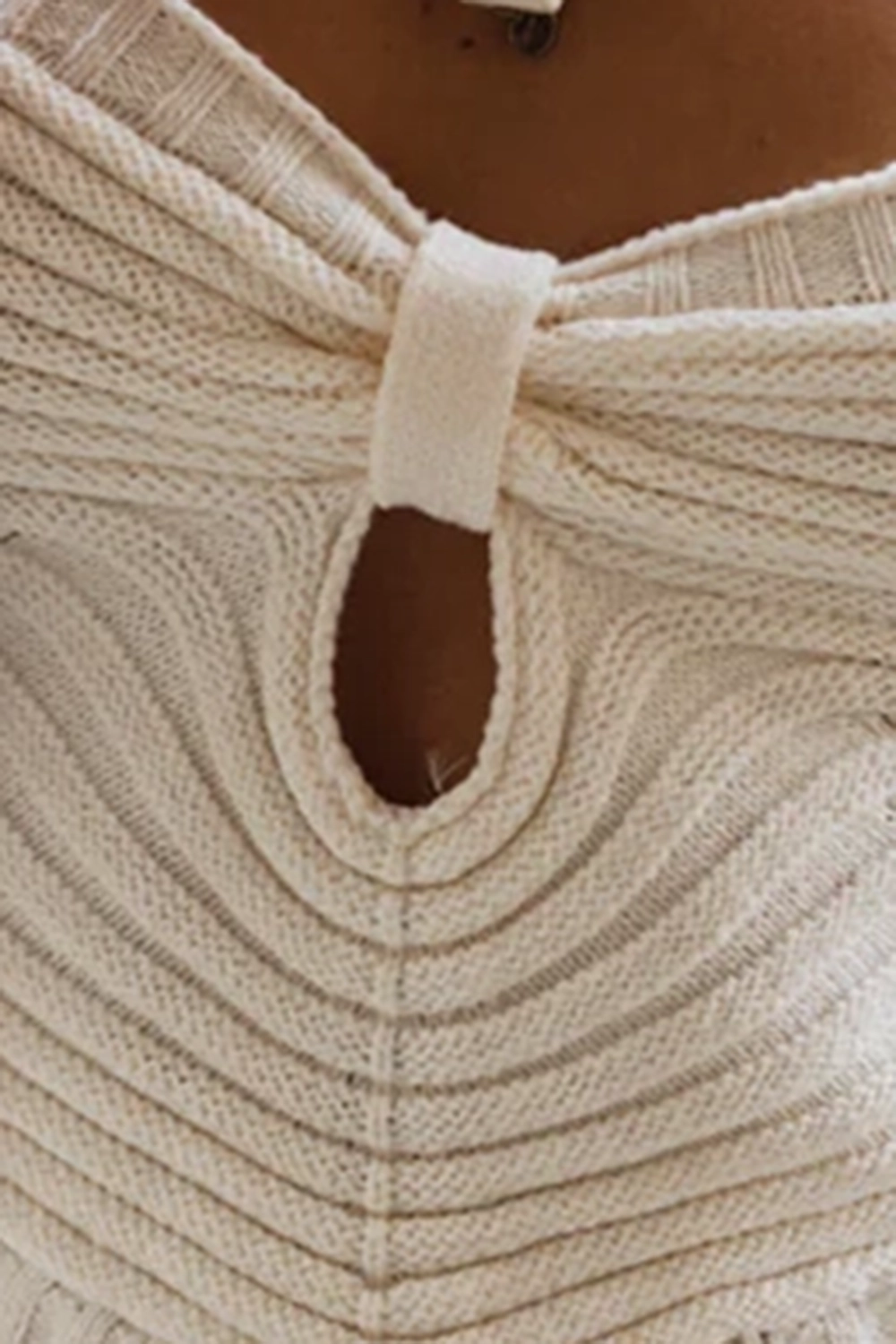 Cream Knit Strapless Crop Top