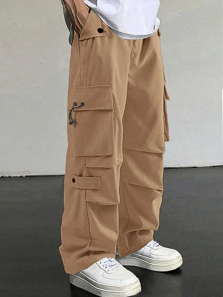 Men's Baggy Cargo Pants Pockets Waistband