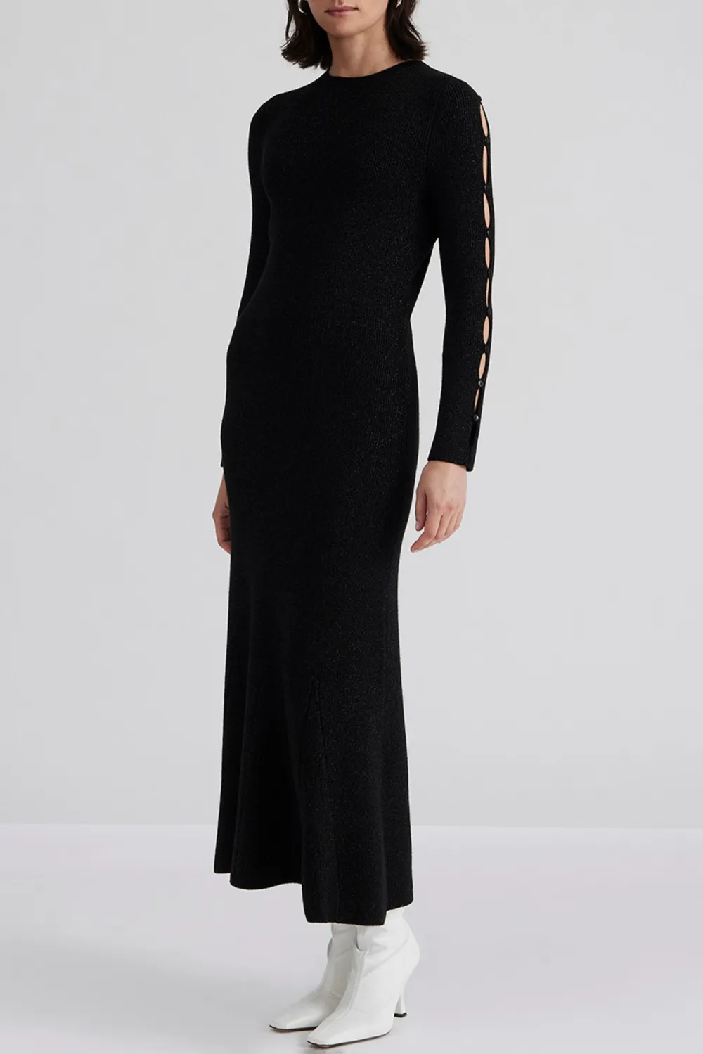 Cut Out Sleeve Knit Midi Dress