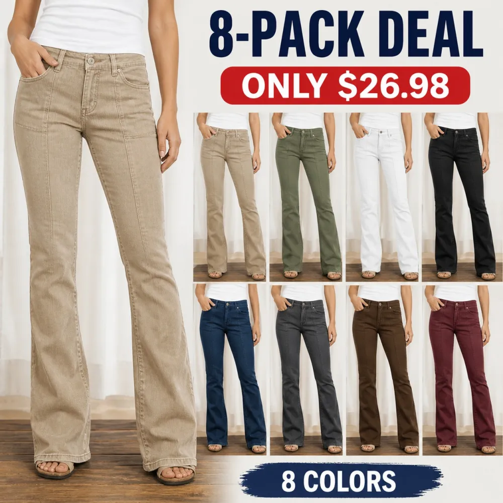 Women's Stitch Detail Mid Waist Bootcut Pants