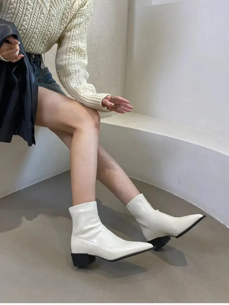 Leather Cowboy Pointed-Toe Knee-High Boots