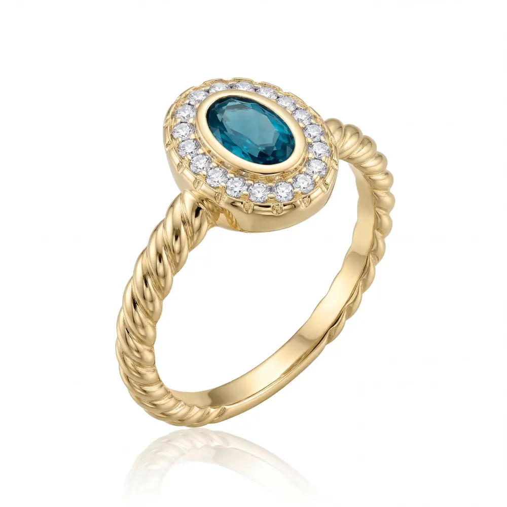 Simulated Turquoise Oval Halo Ring