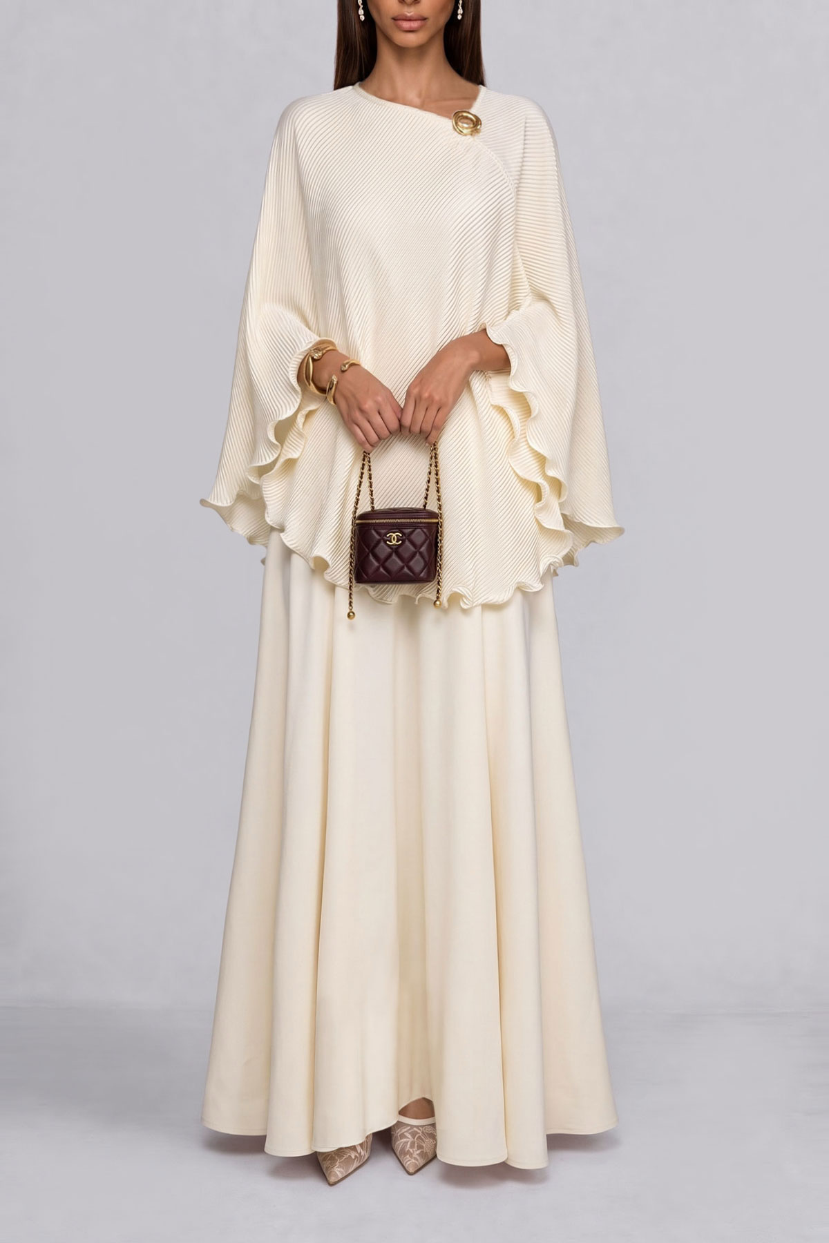 Pleated Asymmetrical Matching Skirt Set