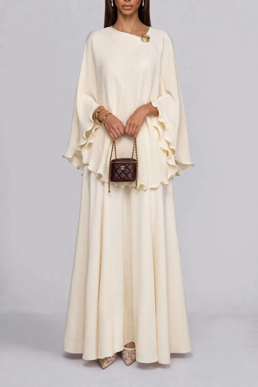 Pleated Asymmetrical Matching Skirt Set