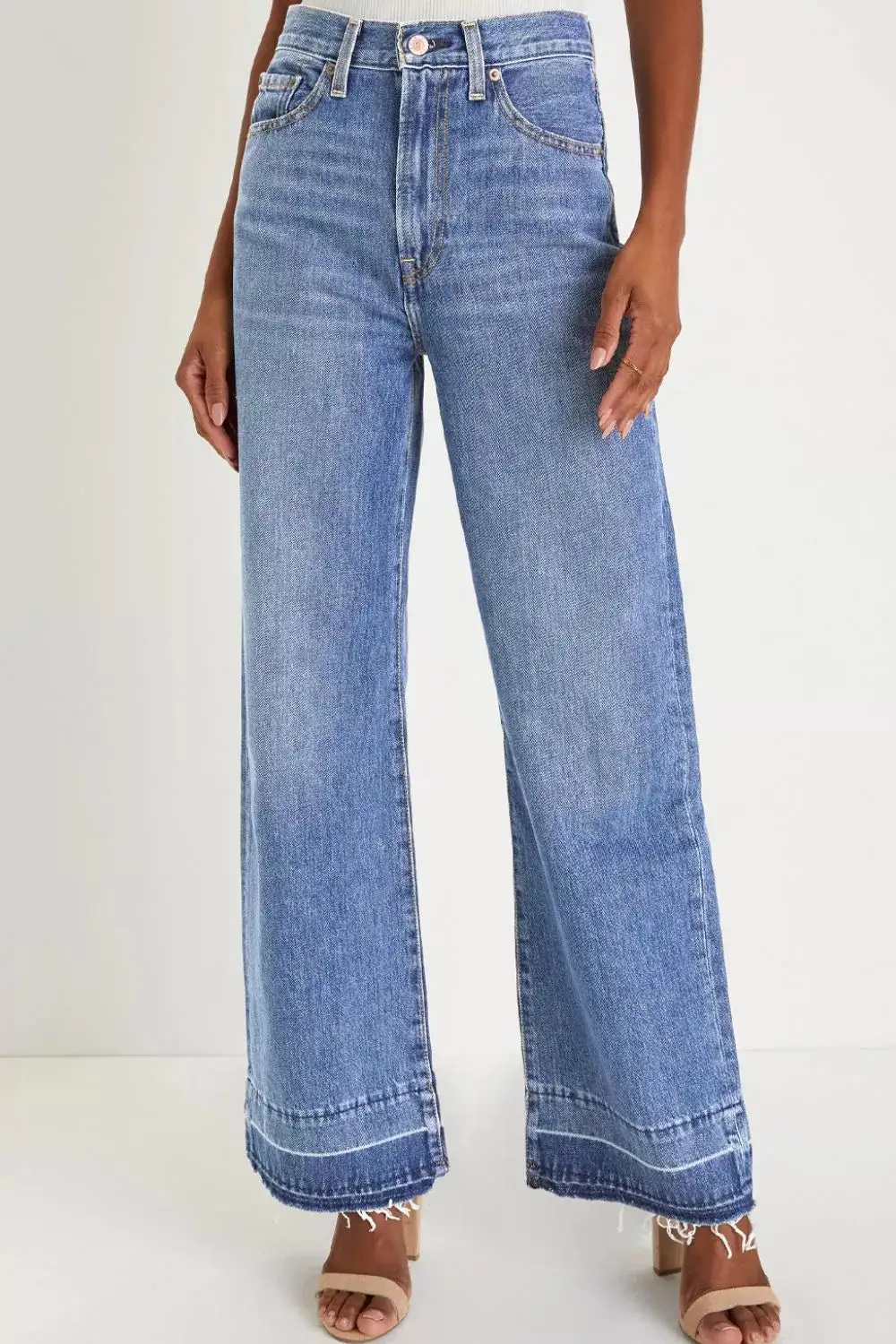Straight Leg Subtle Texture Denim Jeans