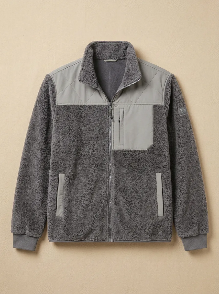 Patchwork Sherpa Fleece Jacket